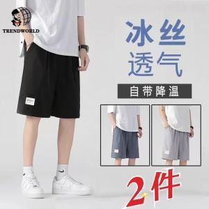 Shorts Mens Summer Straight Tube Loose Fitting Ice Silk Quick Drying Mens Casual Pants Basketball Sports Pants