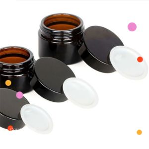 Hũ thủy tinh nâu nắp đen đựng mỹ phẩm...