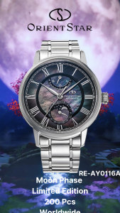 ORIENT STAR RE-AY0116A MECHANICAL MOON PHASE LIMITED EDITION M45 F7M65 41MM STAINLESS STEEL WATCH