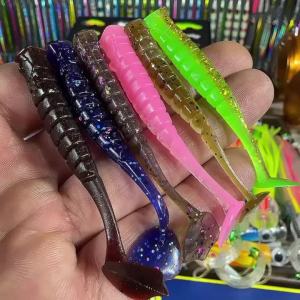 PROBEROS 114/45 Chiếc Mồi Câu Mềm Dạng Đuôi Chèo Có Gân Lấp Lánh Silicon Grub Swimbaits Dành Cho Cá Bass Cá Pike Mồi Câu Giun Nước Ngọt