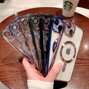 CASE MAGNETIC FOR SAMSUNG GALAXY S23 FE / S21 FE 5G / S21 ULTRA / A35 5G / A55 5G / A15 5G / A16 / S21 Plus / S22 Ultra / S22 Plus / S23 ultra / S22 Plus Soft Case MagSafe clear wirelless plating casing cover