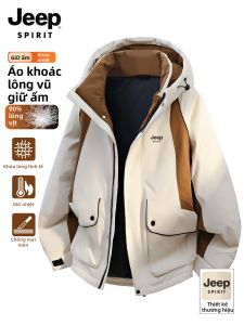 JEEP SPIRIT | Áo Khoác Hooded Patchwork Rộng Ấm