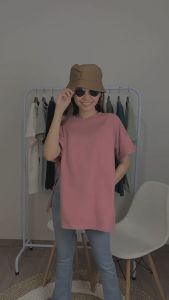 Zalmore Oversize T-Shirt with Slit Premium Cotton - Kaos Oversize Wanita