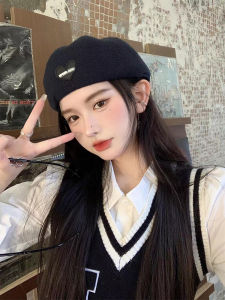 Sweet Japanese Style Summer Thin Face Slimming Versatile Painters Cap Casual Forward Facing Love Heart Trendy Beret Hat for Women