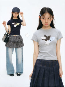 JNXS | Dot Textured Applique T-Shirt For Women