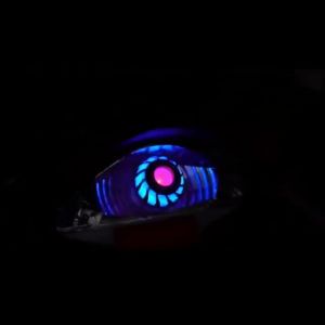 1PC Motorcycle LED Brake Tail Light Angel Eye Rainbow Blue Red Moving Constant Light Brake Flashing 1157/P21-5W