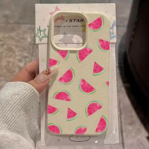 Watermelon Slice Pattern Lychee Texture Phone Case For iPhone 17 16 15 Pro Max 14 13 12 11 Pro 14 15 Plus 17 Air Silicone Cover