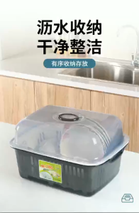 [SG READY STOCK]Plastic Bowl & Chopstick Storage Box with Lid Drain Rack Kitchen Organizer Insect-Proof Dish Holder