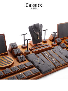 Luxurious Wooden Jewelry Display Tray Ring Necklace Counter Top Plate for Jewellery Store Rings Fashion Accessories Showcases