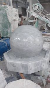 Thác nước Đài phun nước phong thủy đá cẩm thạch trắng xám trang trí sân vườn - Đường kính 80cm - Đá Phong Thủy TH