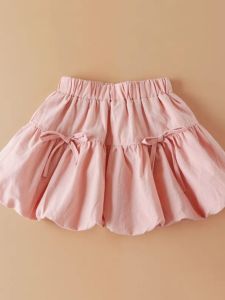 Princess Style Butterfly Knot Flower Bud Short Skirt Baby Girls Clothing Spring Summer Season Sweet Style Pure Color Skirt