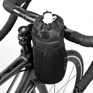 Bicycle Bottle Holder Thermal Bag with Mesh Pocket Coffee Cup Holder Handlebar Stem Cycling Water Bottle Carrier Bag