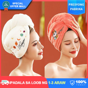 【3 Second Quick Dry】Korean Original Dry Hair Cap Cute Embroidery Shower Caps Bathroom Turban Wrap Hair Towel Shower Hat Towels
