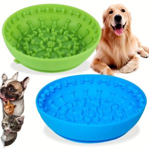 Slow Food Bowl Feeder Pet Bowl Tableware Anti-tip Pads Suction Cups Slow Food Basins Plates Massage Licking Dog Food Bowl