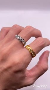 Nhẫn kim tiền titan đính đá bền màu Nhẫn nữ đẹp kiểu dáng kim tiền chất liệu bằng titan mã 45 trangsucmoiluatuoi.RIN