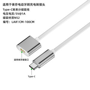 Ten-Color Light Magnetic Absorption USB Type-C Charging Cable for Leifeng Electric Toothbrush Charger Base Adapter Line