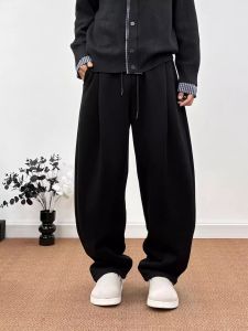 Quần Dài Nam Ống Rộng Thoải Mái Chất Liệu Cotton Pha Trộn Quần Dài Thường Ngày Kiểu Dáng Đơn Giản Mùa Thu Cạp Vừa