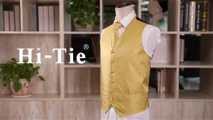 Áo Ghi Lê Nam Chất Liệu Jacquard Kèm Cà Vạt Khăn Tay Cặp Khuy Măng Sét Trâm Cài Áo Khoác Không Tay Dành Cho Đám Cưới Công Việc Tiệc Tùng Thường Ngày Chất Liệu Polyester