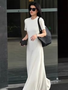 DANTING | Elegant Casual Minimalist White Long Dress