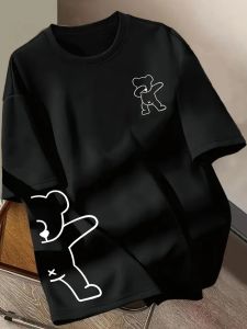 The new mens T-shirt for summer 2025 is breathable lightweight casual and fashionable with bear prints