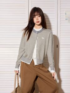 EVPGB | Áo Sweater Knitted Dài Tay Hai Mảnh Màu Xám Có Sọc