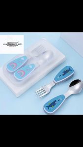 Sendok belajar makan bayi stainles SUS 304 sendok garpu set mpasi toddler spoon weaning travel kotak