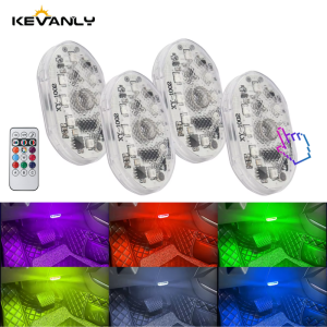 2/4in1 Car Interior LED Touch Sensor Ambient Light With Remote Voice Control Auto Reading Lamp RGB For UTV ATV MOTO Decoration