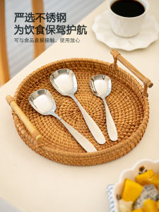 Square Head 304 Stainless Steel Spoon Dinner Spoon Dessert Home Use Eating Spoon Soup Spoon Small Soup Spoon for Children