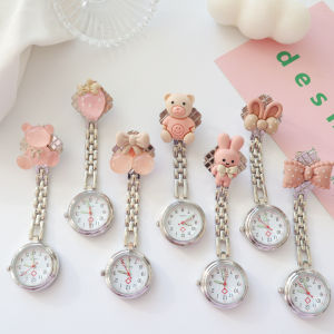 Luminous Waterproof Pocket Watch Doctor Nurse Pocket Watch Chest Watch Cute Clip Quartz Watch Student Exam Watch Cartoon