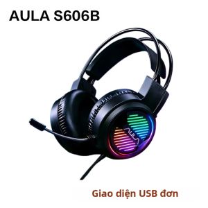 AULA | Tai Nghe Chơi Game Có Dây AULA S606B Driver 50mm Âm Thanh Vòm 7.1 Micro Khử Tiếng Ồn Đệm Tai Bằng Mút Nhớ Hình Dạng RGB Dành Cho Người Lớn Nam Nữ