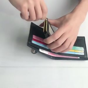 HANA short wallet men two-fold wallet leather litchi pattern