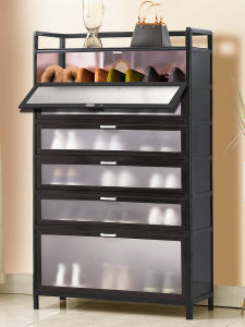 Shoe Cabinet Door For Home Floor Multi-Layer Shoe Rack with Door Large Capacity Sunscreen and Waterproof Aluminum Alloy Home Storage Shoe Cabinet