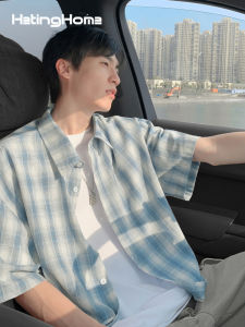 HetingHOME | Hetinghome Summer Trendy Plaid Loose Mens Short Sleeve Shirt Couples Half Sleeve Shirt Youthful Style Artistic Flavour