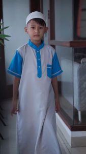 Baju Jubah Anak Laki-Laki Model ALIF Lengan Pendek - Koko Gamis Usia 1-14 Tahun Bonus Peci