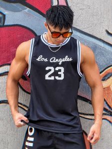 Mens Fitness Basketball Training Vest Quick Dry Breathable Sleeveless T-Shirt Sportswear Casual Clothing Polyester Fabric