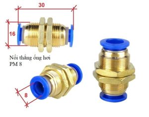 đầu nối nhanh PM Đầu nối nhanh PM8  Khớp nối nhanh ống hơi PM 2 đầu ống 8