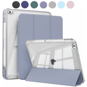 Ốp Lưng iPad Thế Hệ 5 6 Air 1 2 Có Giá Đỡ Bút Mặt Lưng Trong Suốt Cứng Viền TPU Mềm Chống Sốc Thời Trang Bảo Vệ Cho Apple iPad