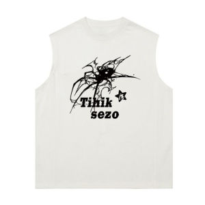 Áo Thun Cotton Mỹ Không Tay Dáng Rộng Cổ Treo Mùa Hè Mới Cho Nữ Áo Thun Cotton Phong Cách Thường Ngày Không Tay Cổ Chữ V