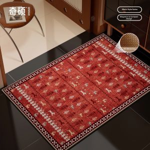 QISHUO | Elegant Red Flower Anti-slip Durable Door Mat