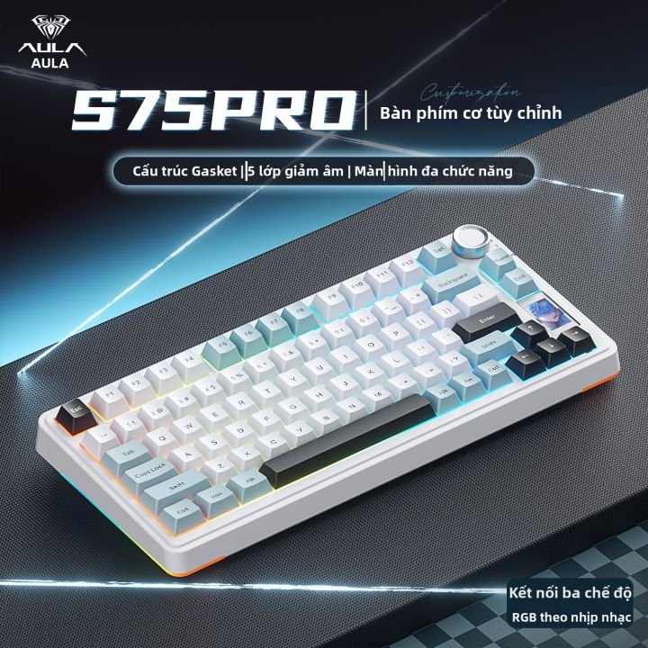 AULA | Tri-Mode Wireless Bluetooth Gaming Keyboard 75-key Layout | Lazada Malaysia