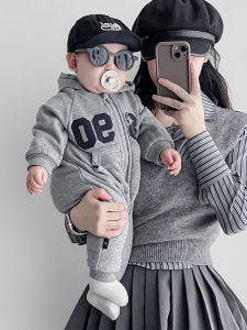 Baby Autumn Outfit Warm Clothes for Boys Newborn to 2 Years Old Long Sleeve Cotton Romper Suit for Outdoor Wear Korean Style