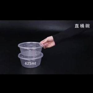 Disposable Thickened Round Plastic Covered Food Grade Meal Container 500ml