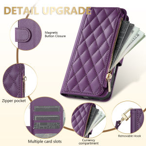 Wallet Small Fragrance Zipper Multi Card Slot Kickstand Magnetic Flip Leather Case For Xiaomi 17T Pro 15T 14T 13T 11T Cover