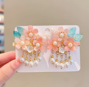 Princess Style Floral Hairpin Girls Hair Accessories Hanfu Headwear Ancient Chinese Costume Tassel Shake Flowing Hair Card