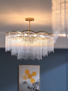 New American Light Luxury Crystal Chandelier Post-modern Minimalist Eye-Caring Grand Living Room Pendant Light Master Bedroom Dining Room Fixture