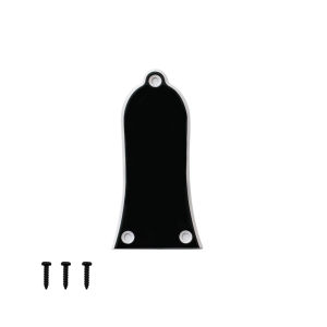 PHRILAMWith Screws Electric Guitar Headstock Core Guard Bell Shaped Double PVC Core Cover Bass Guitar Replacement Zero Black