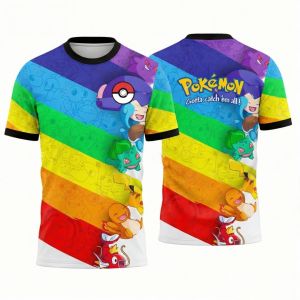 Bandai | Summer 2026 Pokemon Rainbow All-Star "Its Up To You" Casual Theme 3D Print Breathable Quick Drying T-shirt Adult Parent Top