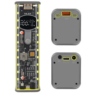PD65W Super Fast Charging Power Bank Case 8*18650 Power Bank Battery Storage Box Transparent Solder-Free DC Voltage Adjustable