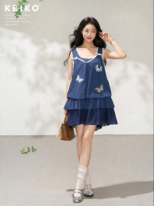 KEIKO | Đầm Nghệ Thuật Đắp Vải Ngọt Ngào Phong Cách Retro Không Tay A-line