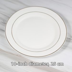 Gold Rimmed Ceramic Plate round Dinner Plate Self-Service Western Cuisine Dessert Cake Dish Dining Table Bone Disc 6 Inches